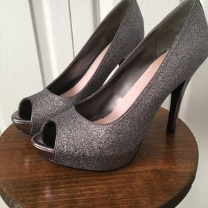 Silver platform heels